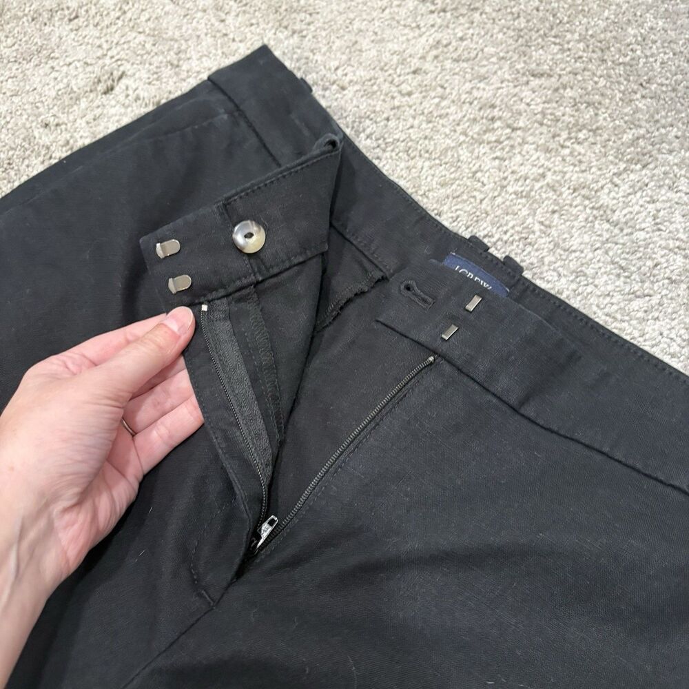 J. Crew Black Linen Blend Remy Wide Leg Pant Size 12 - Picture 5 of 11